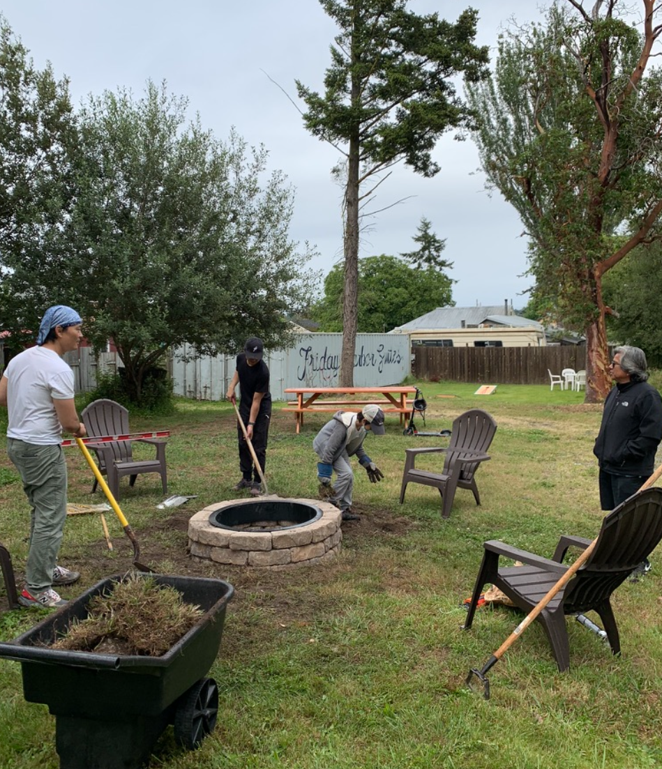Cleaning the yard