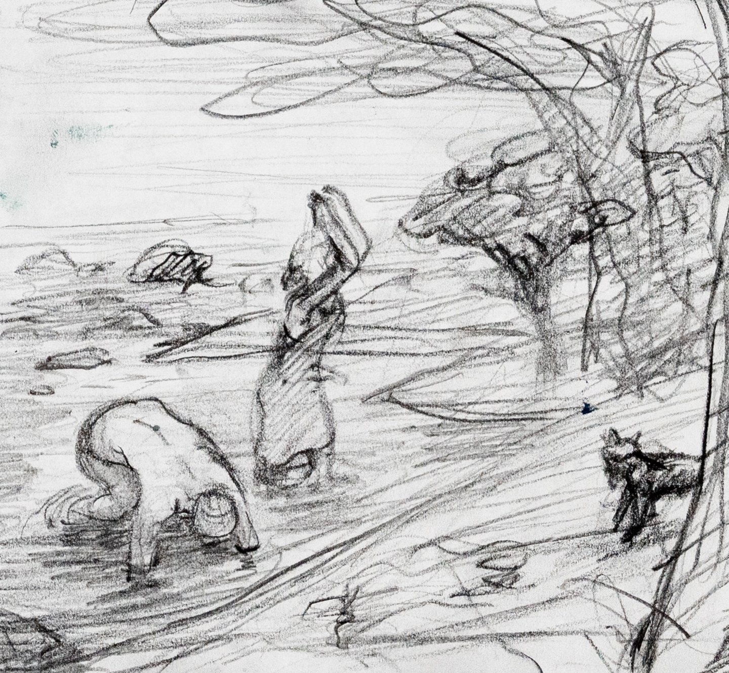 Woman Waders Study I, Graphite, 6.5x7", 2025