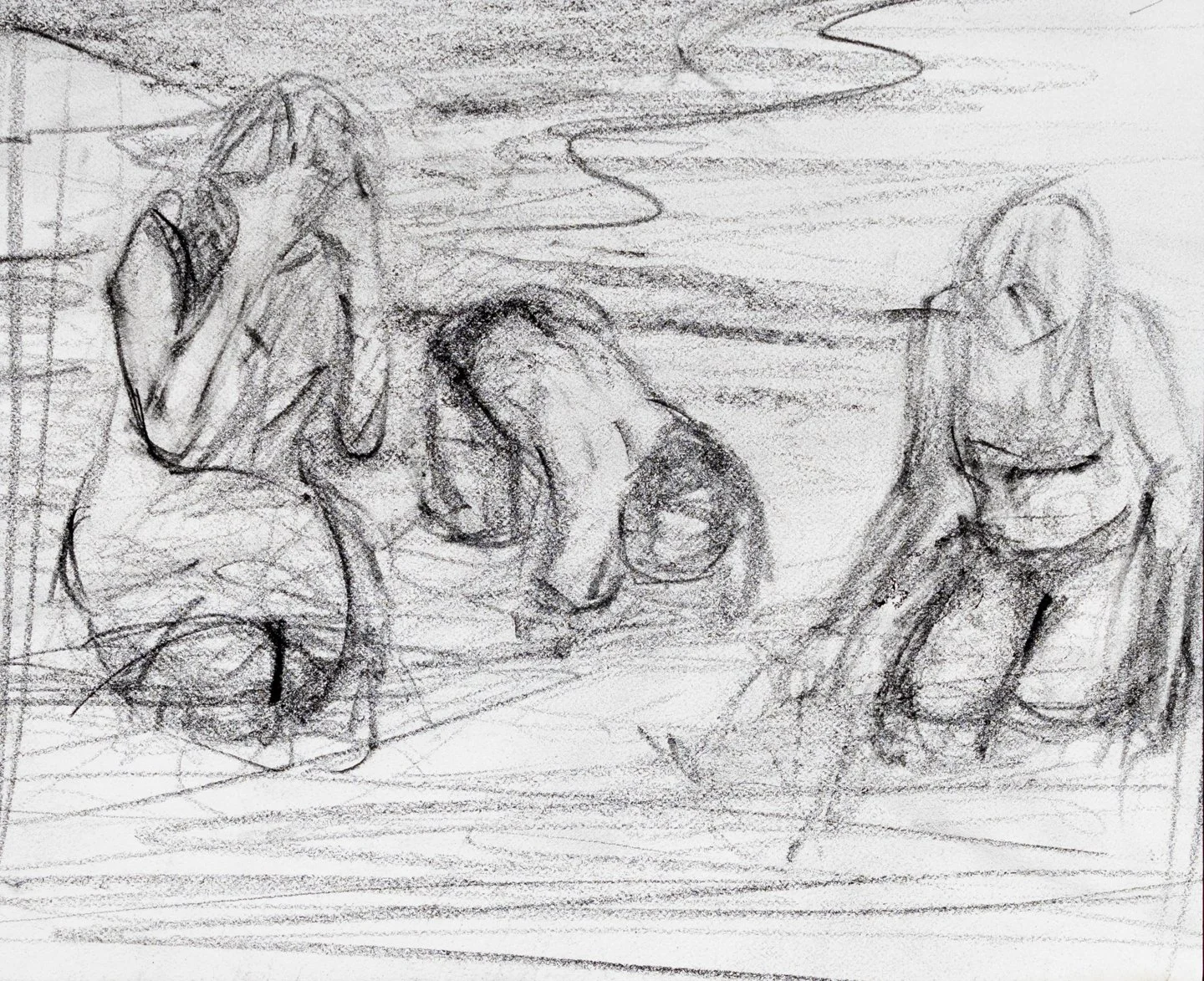 Woman Waders Study II, Graphite, 5.25x6.5", 2025