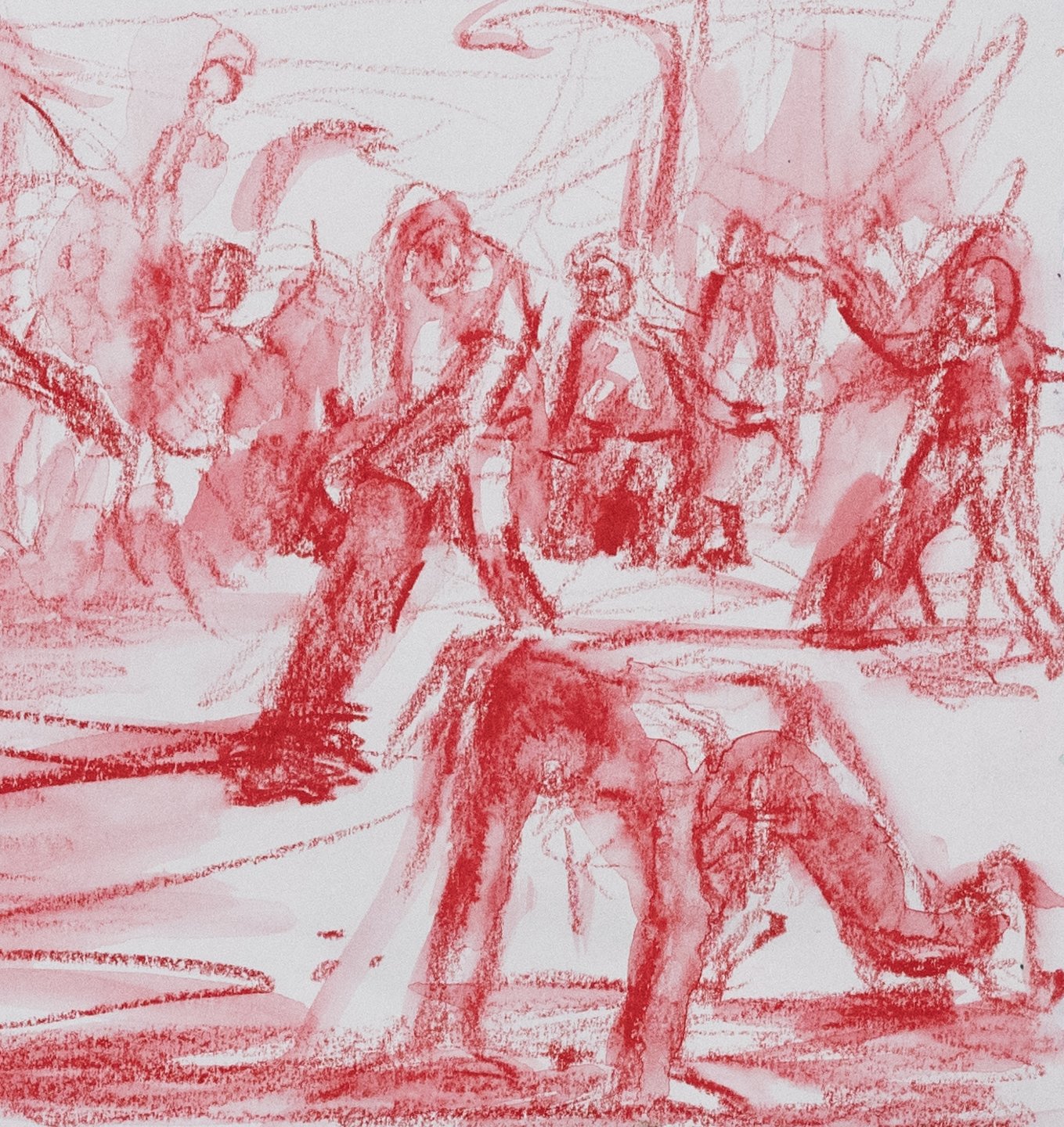 Streetfighters Study VII, Ink wash, 7x6.5", 2024