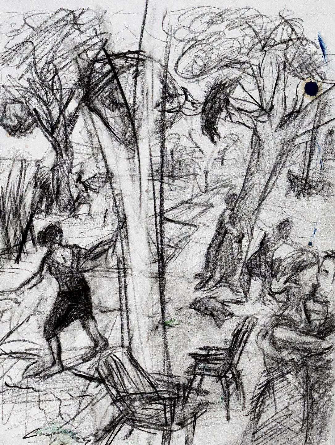 Les Amoureaux aux Corbeaux Study I, Graphite, 12x9", 2024