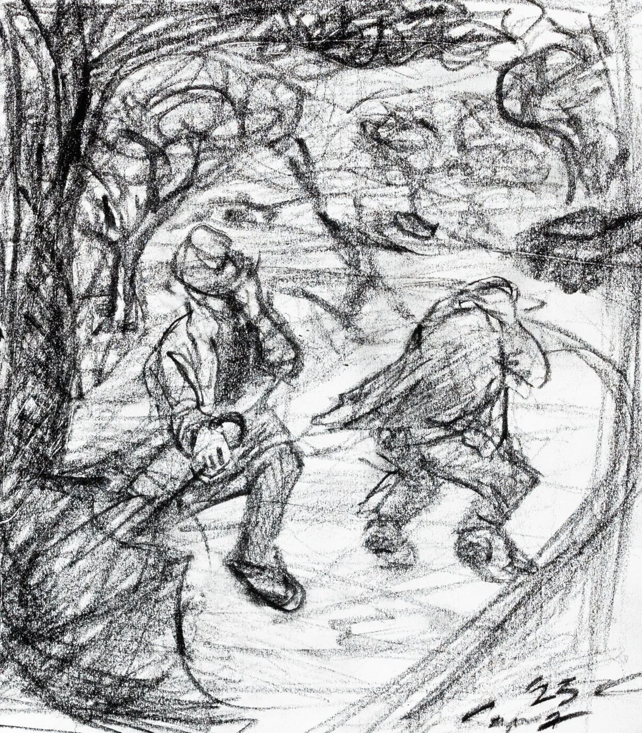 Stormy Study IV, Graphite, 7.75x6.75", 2025