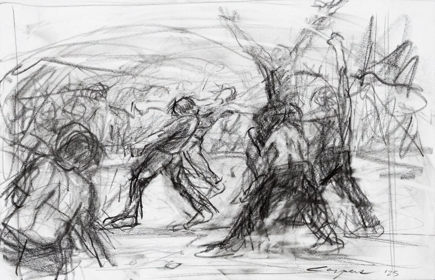 Streetfighters Study V, Graphite, 7x10", 2025