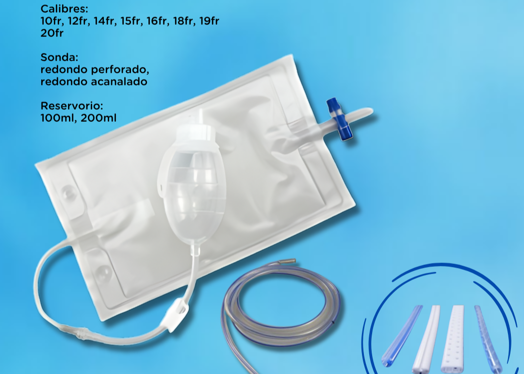Catéter Redondo Reservorio Silicón Bolsa Recolectora
