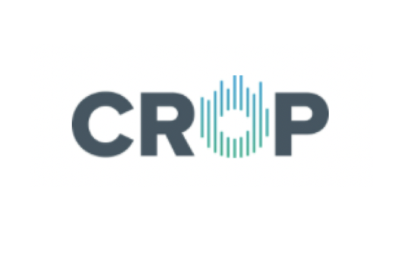 Logo with the word 'CROP' and a blue circular graphic replacing the letter 'O'.