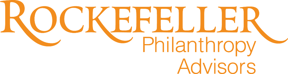 Logo for Rockefeller Philanthropy Advisors in orange text.