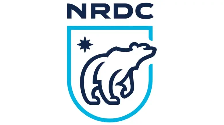 NRDC logo with a stylized bear and a star within a shield outline