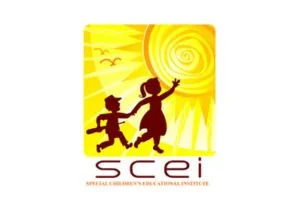 Children holding hands under a bright yellow sun with the Scei logo at the bottom.