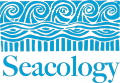 Stylized blue wave pattern with the word 'Seacolgy' below.