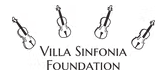 Logo of Villa Sinfonia Foundation with four musical notes hanging from chains