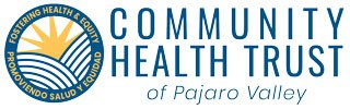 Logo of Community Health Trust of Pajaro Valley, featuring a rising sun with rays and a blue circular border.