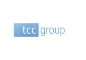 TCC Group logo with blue square background and lowercase text