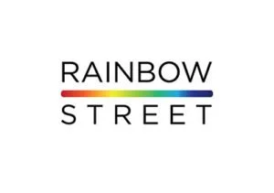 Rainbow Street text with a rainbow-colored underline.