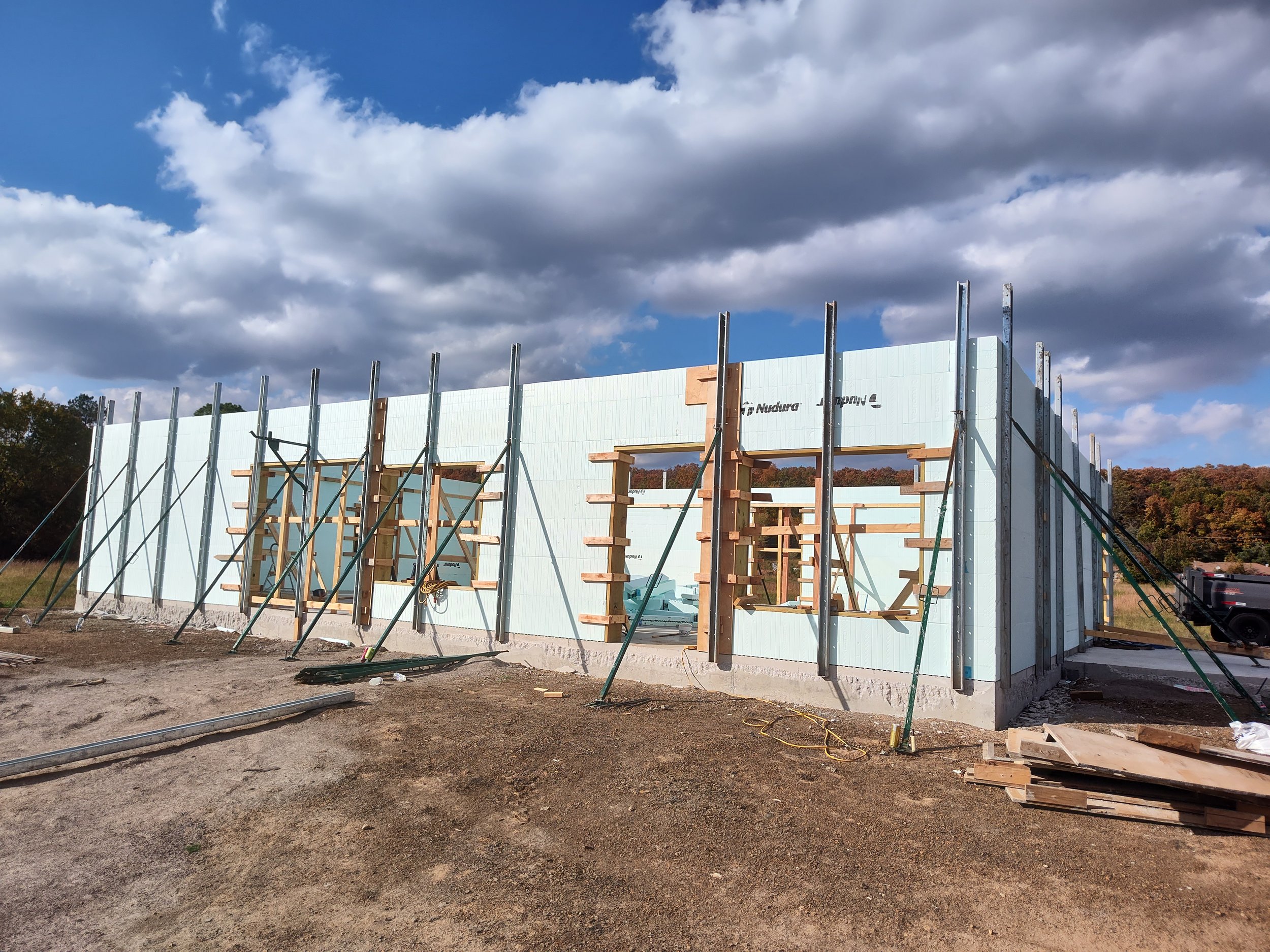 ICF walls before concrete pour