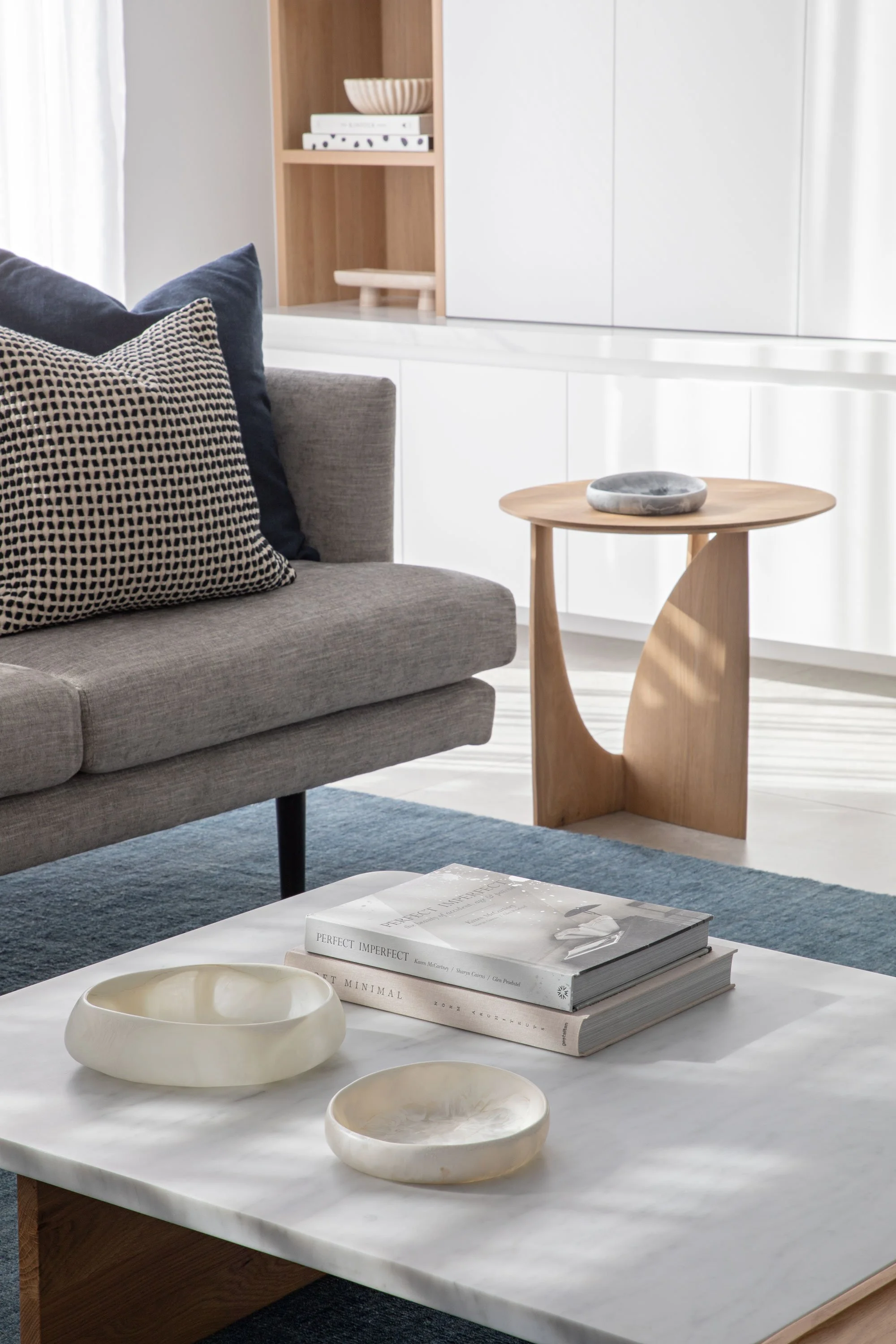 Sydney interior styled living room setting with coffee table side table 