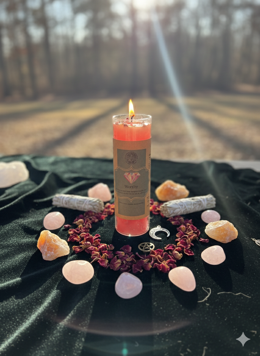 🕯️ Worthy – Fixed 7-Day Intention Candle for Self-Love + Confidence