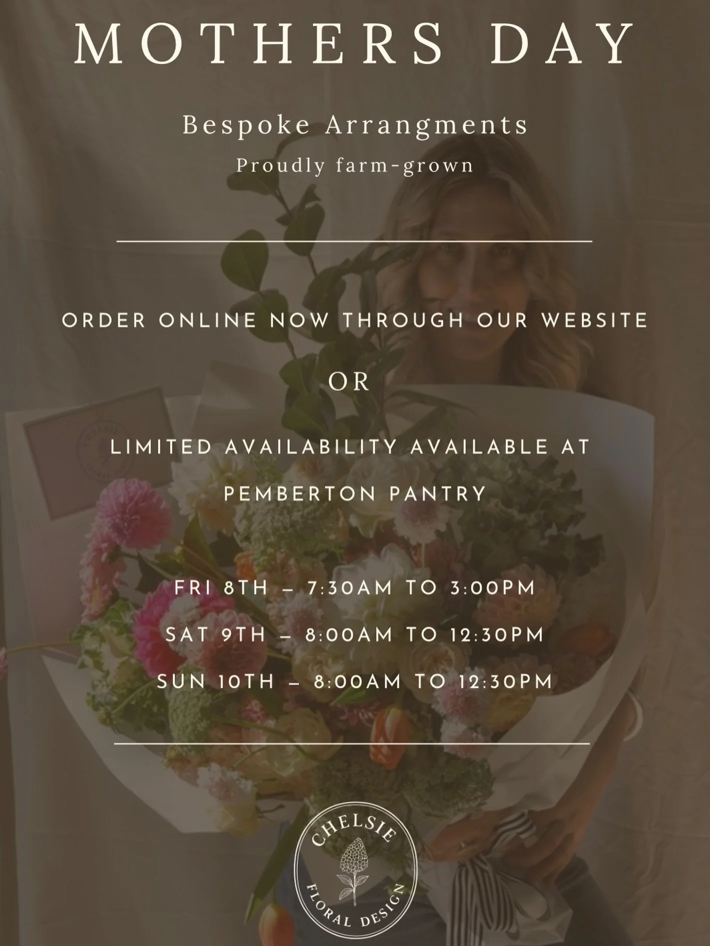 Mother&rsquo;s Day flowers available @pembertonpantry. 🌸☕️🌸Limited availability, order online to secure yours via the link in my bio. 💛🌸