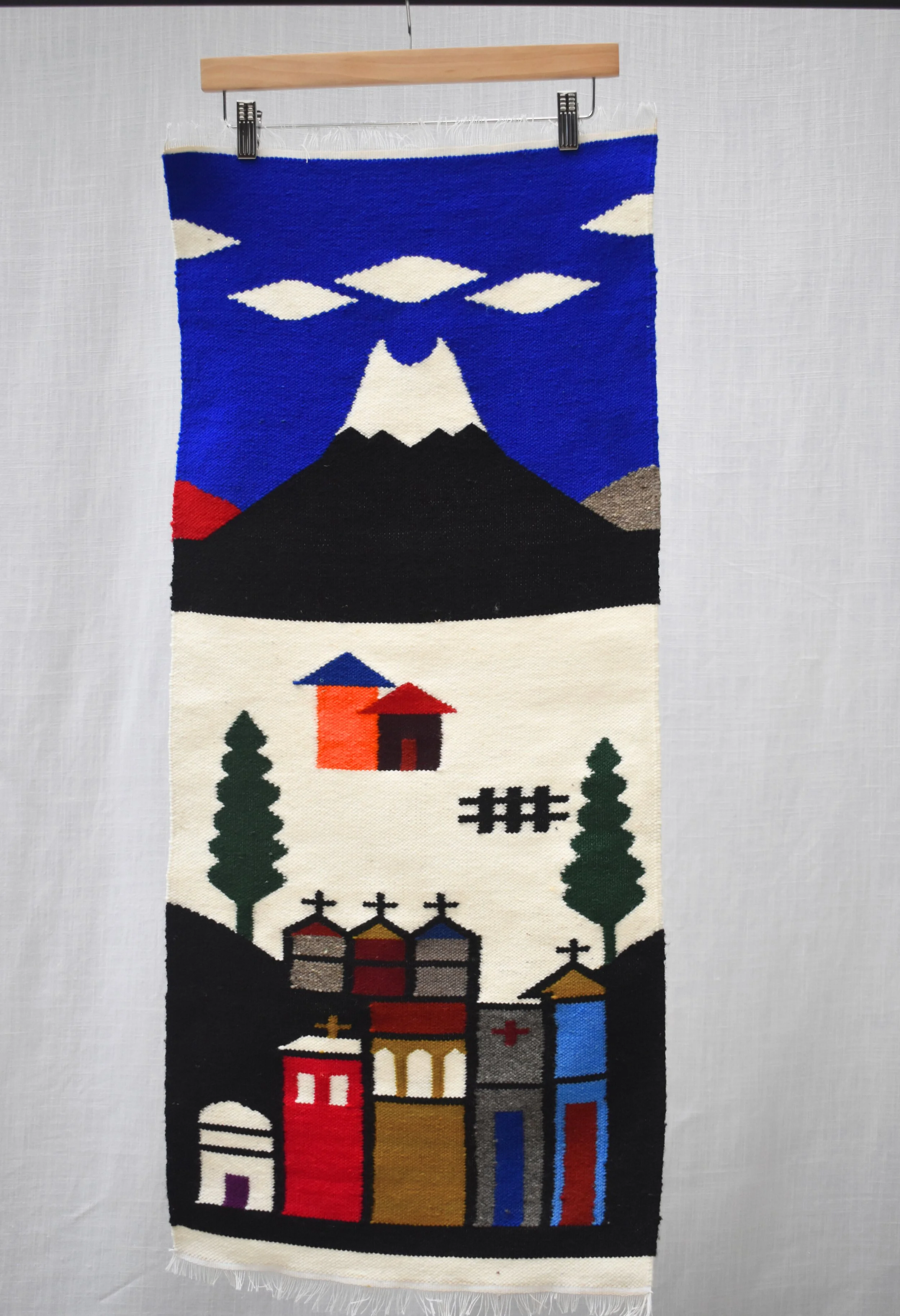 Andean Tapestry - Andean Village Under the Volcano