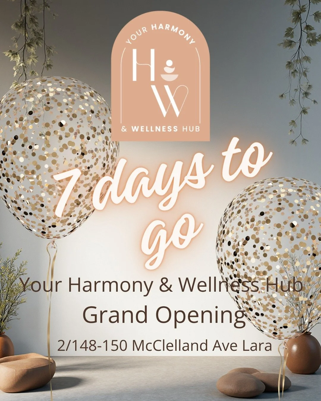 Just one week to go!
We can&rsquo;t wait to open the doors and welcome you into the Hub.
Enjoy free yoga demos, mini massages from Love, Nurture, Nourish, and smoothies by The Daily Blend Lara, goodie bags and more!!

www.yourharmonywellnesshub.com

