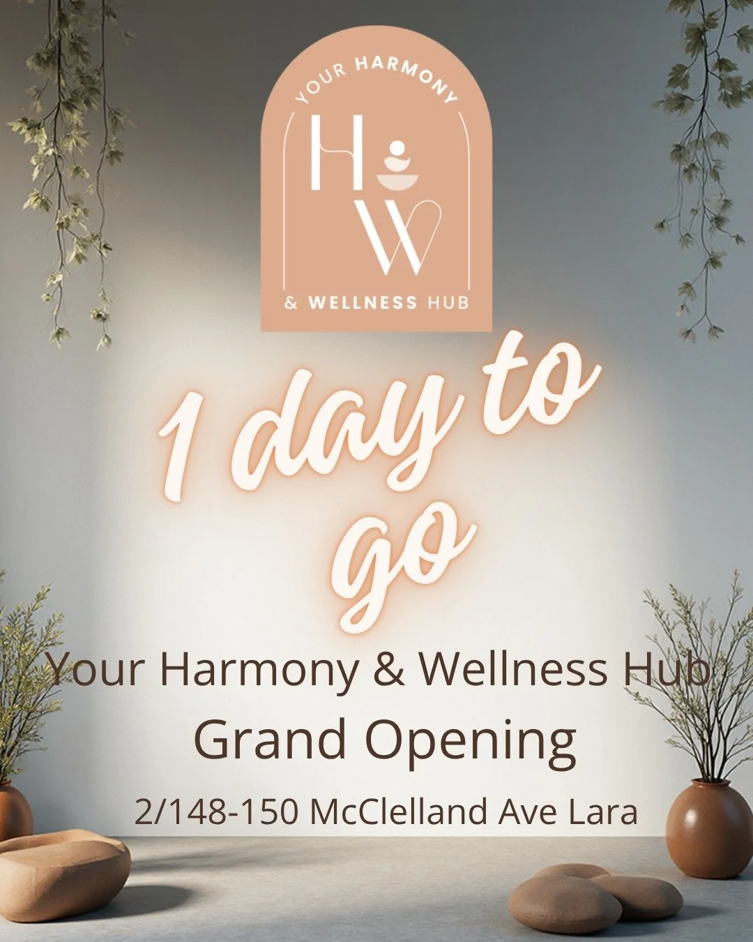 Just 1 day to go...... YAY
Join us tomorrow, 15th Nov (9am&ndash;2pm) for our Grand Opening at Your Harmony &amp; Wellness Hub!

🧘&zwj;♀️ Free Yoga
💆 Mini Massages
🥤 Smoothies from The Daily Blend Lara
🎁 Goodie Bags for the first 100 guests
💫 Hu