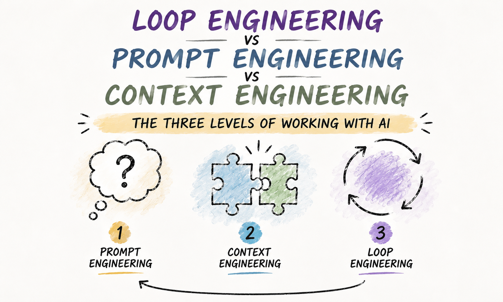 Loop Engineering vs Prompt Engineering vs Context Engineering: The Three Levels of Working With AI