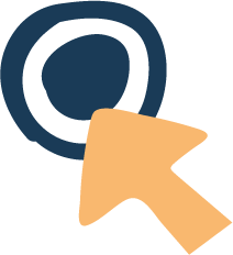 A click or select cursor pointing to a blue computer icon with a gear symbol