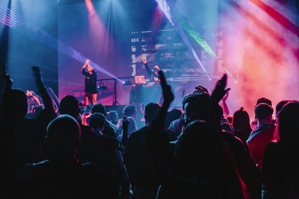 Disco lights for silent disco event