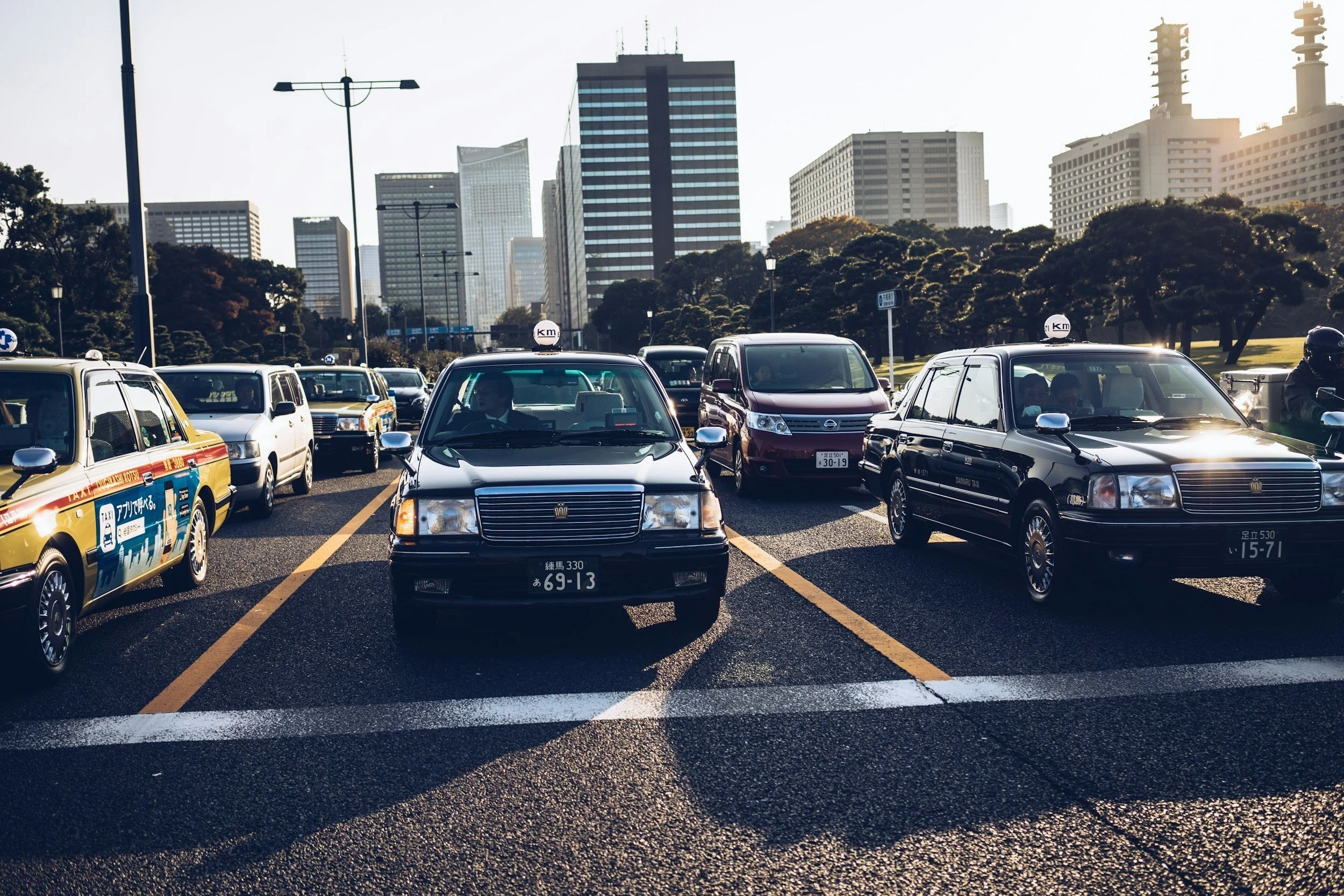 Japanese cars in traffic
