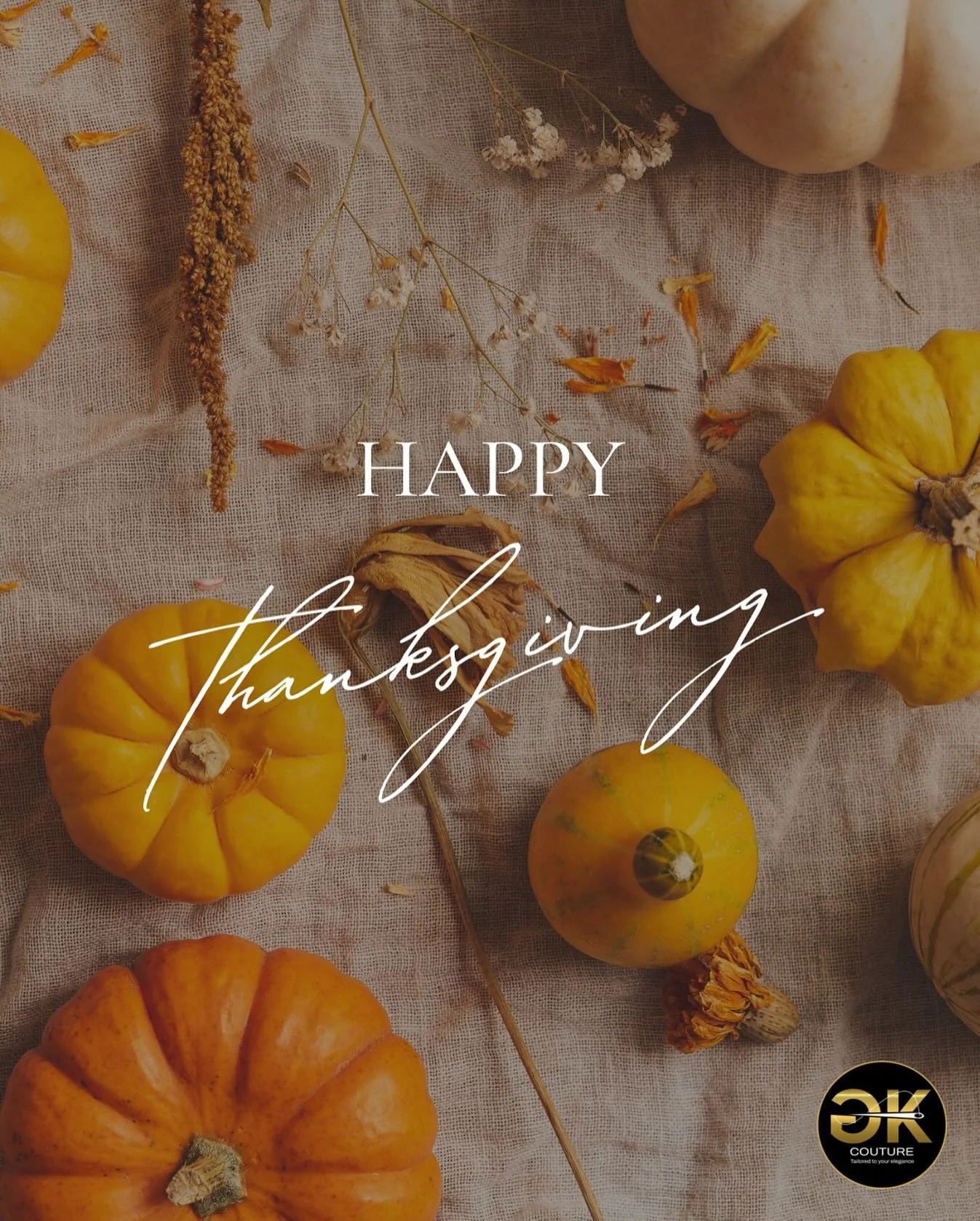 Happy Thanksgiving to all our valued clients from GK Couture! 🍂🧡 Wishing you a warm and joyful Thanksgiving filled with love, gratitude, and style.