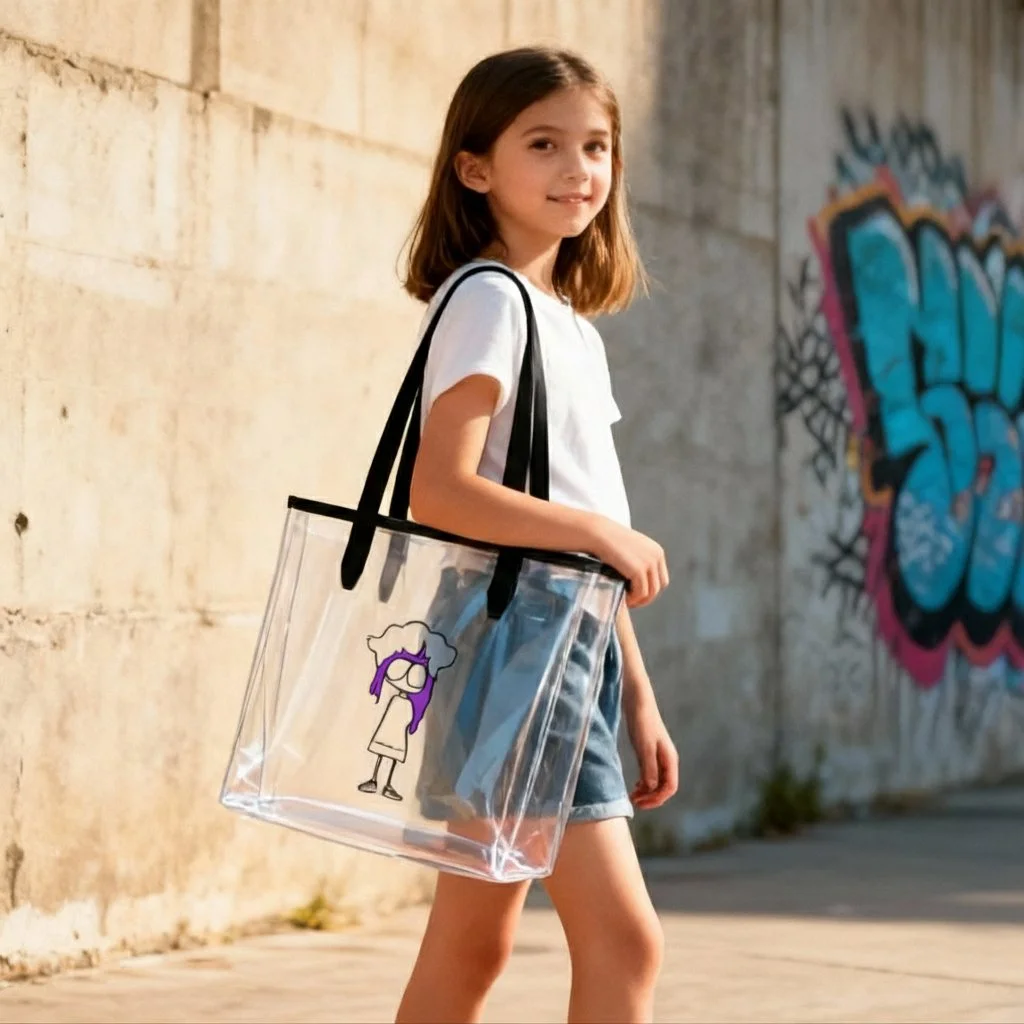Vandalynn Clear Tote Bag purple hair.jpg