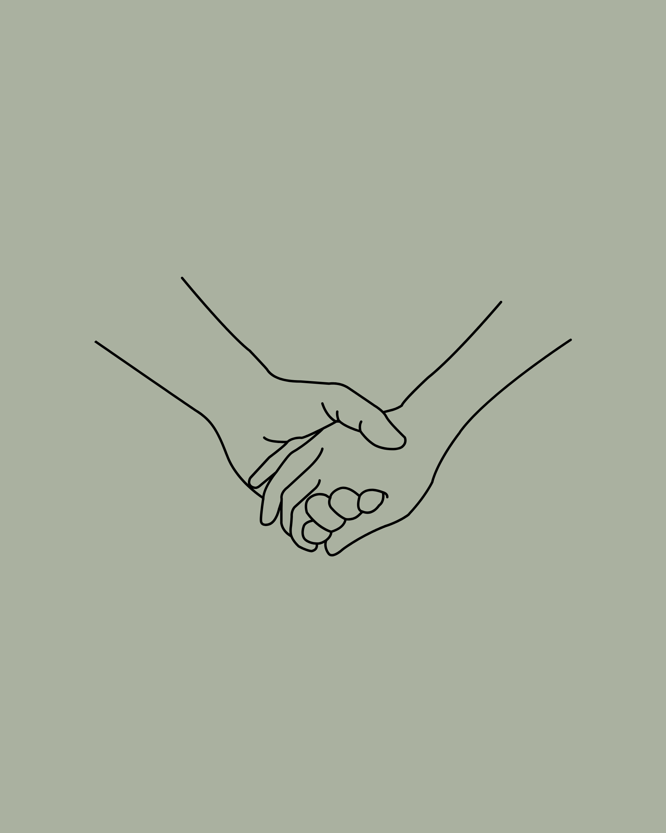 Line drawing of two hands holding each other