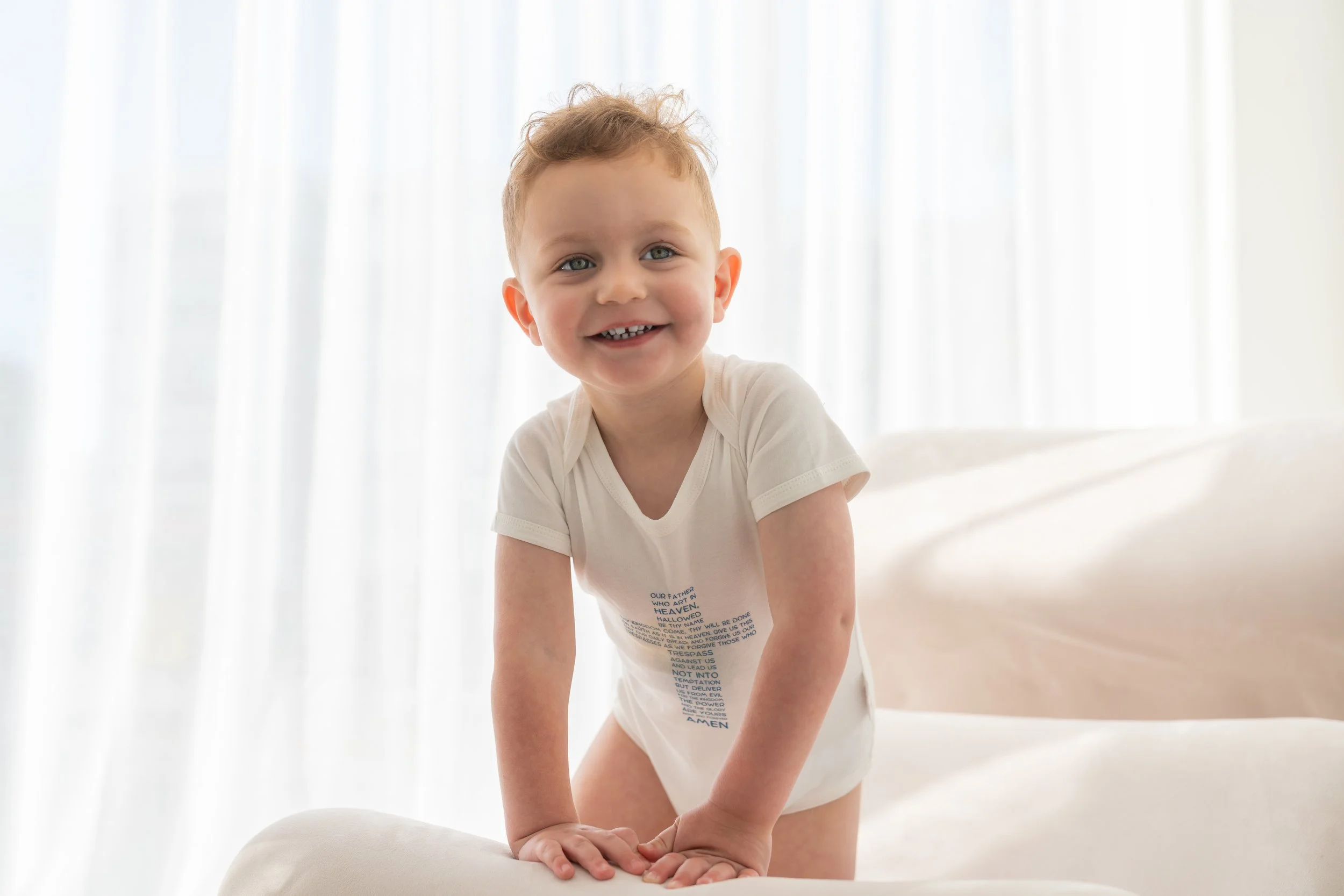 Our Father Cross Prayer Short Sleeve Onesie