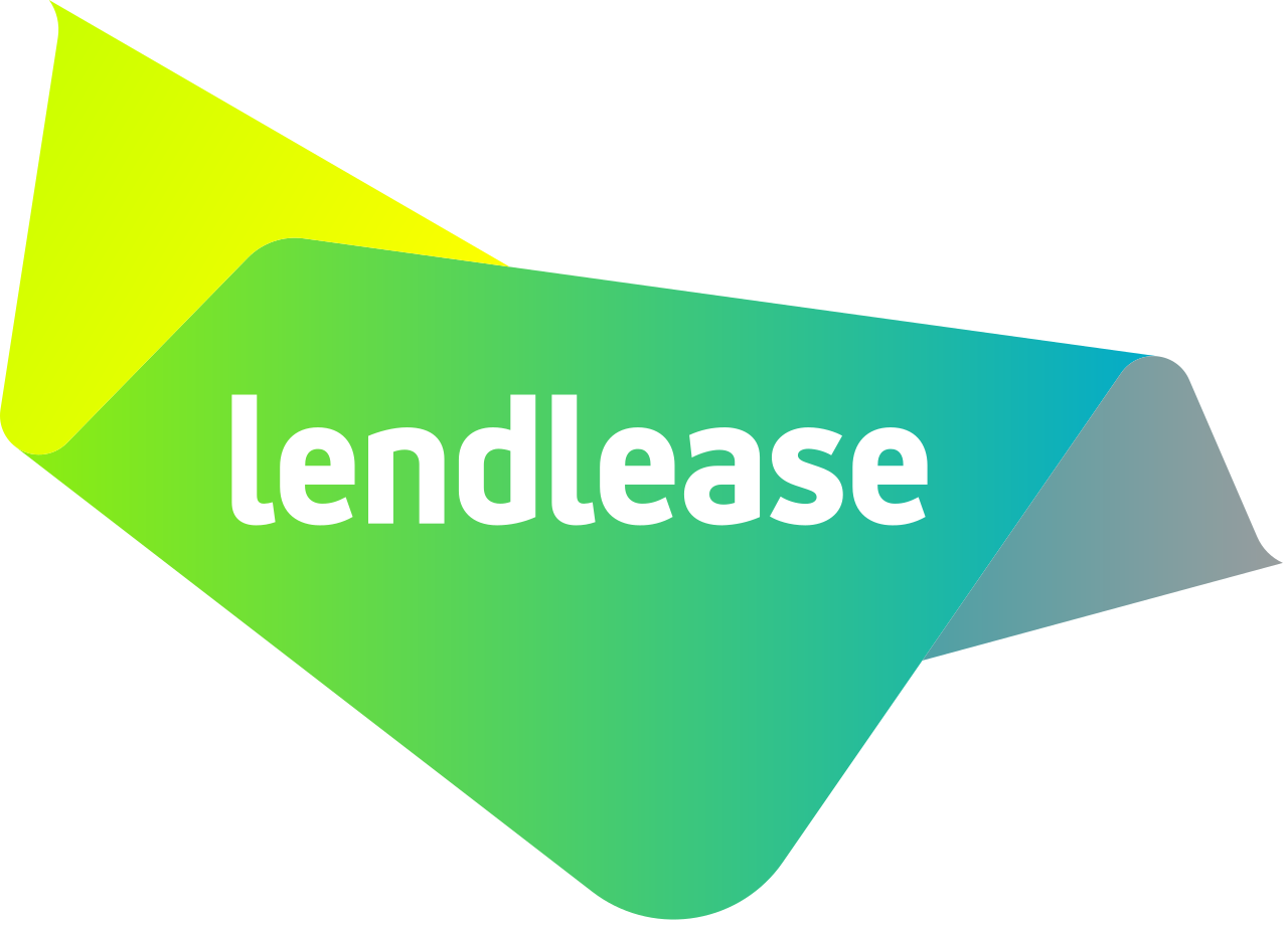 Lendlease, large Australian developer,  logo with a green and gray ribbon design.