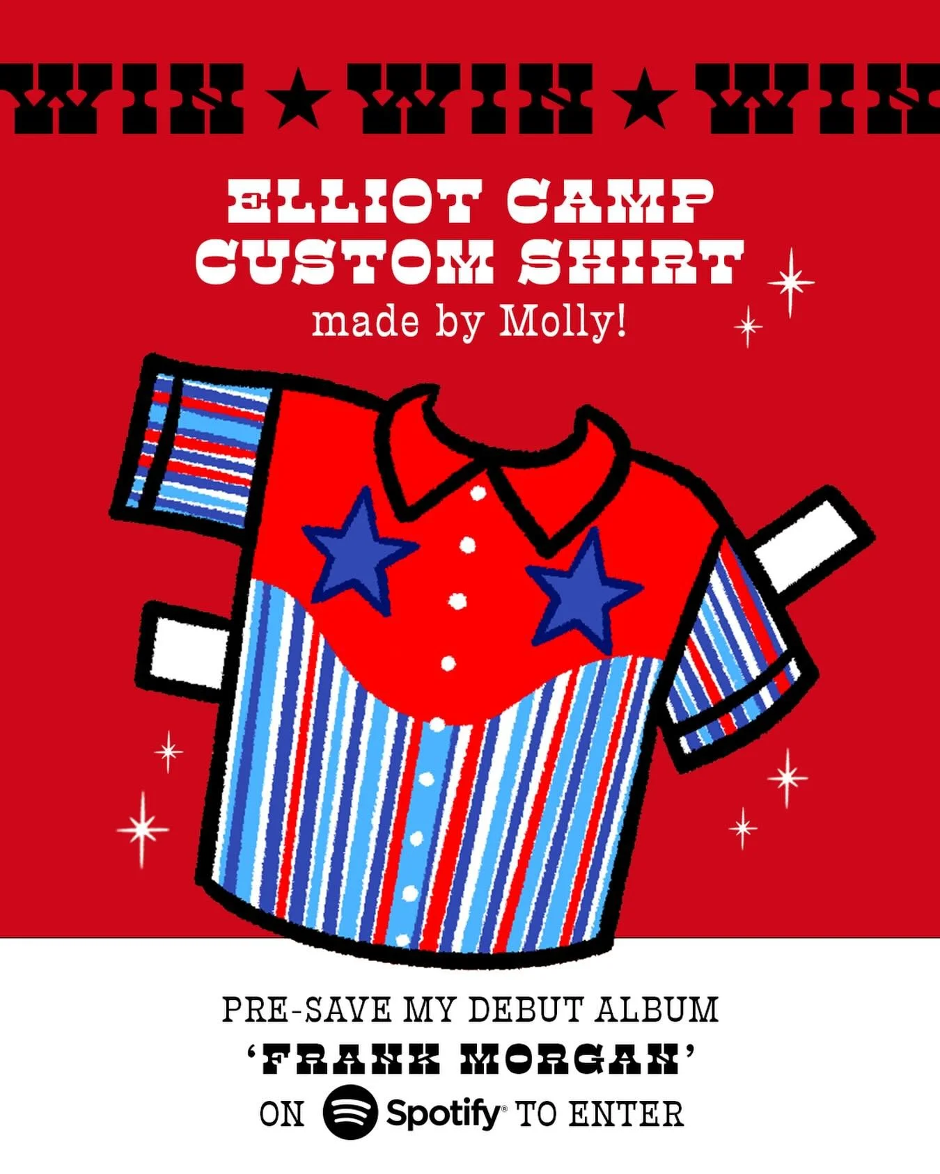 WIN a custom @elliotcampthelabel shirt designed by meeee ‼️💋

PRE-SAVE my debut album &lsquo;Frank Morgan&rsquo; on @spotify (link in bio) + comment SLAY to go into the draw! 

Comp closes Feb 26 11:59pm. &lsquo;Frank Morgan&rsquo; out + winner draw