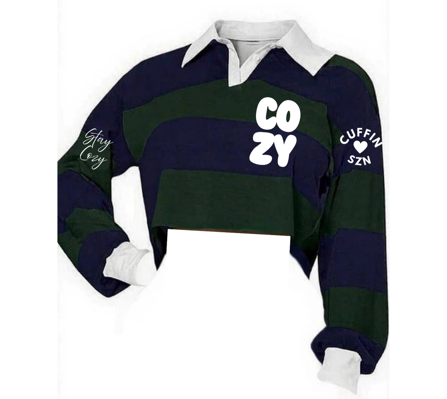 Cuffed & Cozy Cropped Rugby Polo