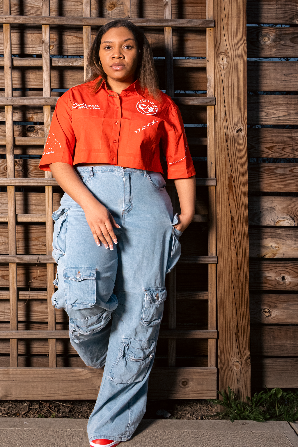 Stitched 2 Love Cropped Button Down