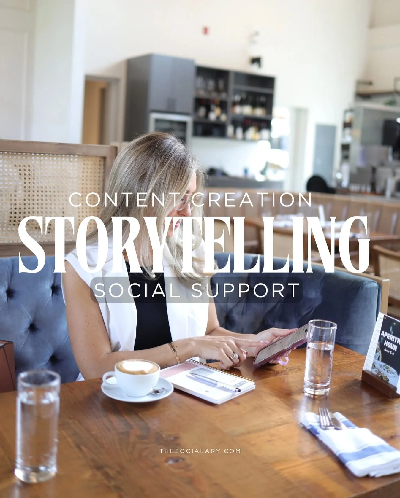 At Socialary, I offer boutique content services that take social media off your plate - so you can get back to running your business.
✨ Monthly content creation
✨ Strategy &amp; planning
✨ Social media management
✨ High-quality visuals (photos + vide
