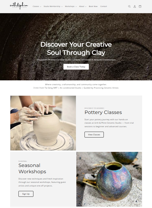 Urth & Phire New Website UI UX