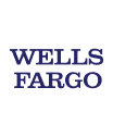 Wells Fargo logo with dark blue text on a white background.