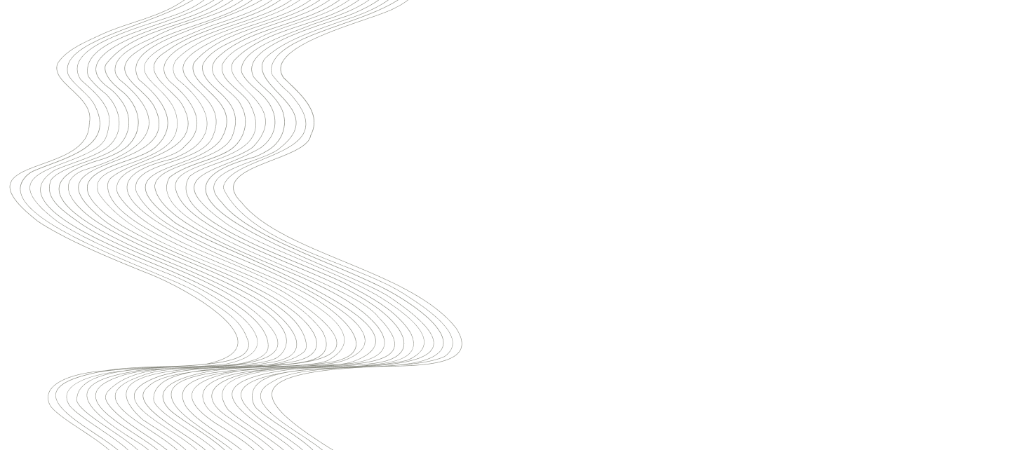 Black background with white curved wavy line pattern on the left side.