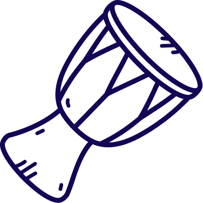 Line drawing of a drum.