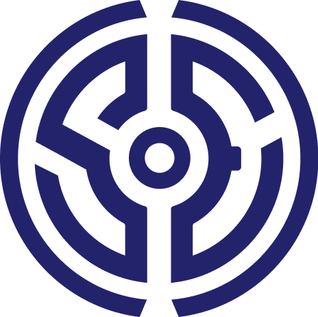 A blue maze with a circular shape, featuring a central circle and pathways leading to the outer edge.