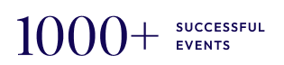 Text reading '1000+ Successful Events' in purple and black