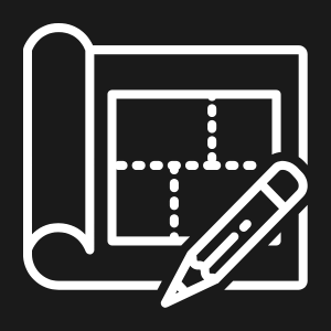A blueprint or architectural plan with a pencil resting on it.