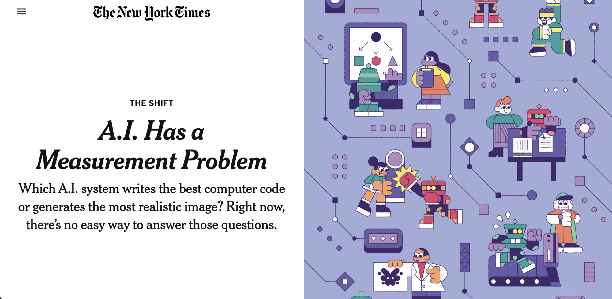 "A.I. Has a Measurement Problem" an article from the New York Times