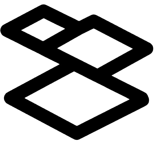 Ein geometrisches, schwarz-weißes, abstraktes Design mit verschachtelten rechteckigen Formen.