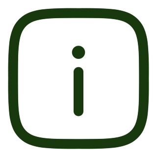 Ein grünes Icon mit einem weißen Buchstaben 'i' in der Mitte, umgeben von einer quadratischen, abgerundeten Linie.