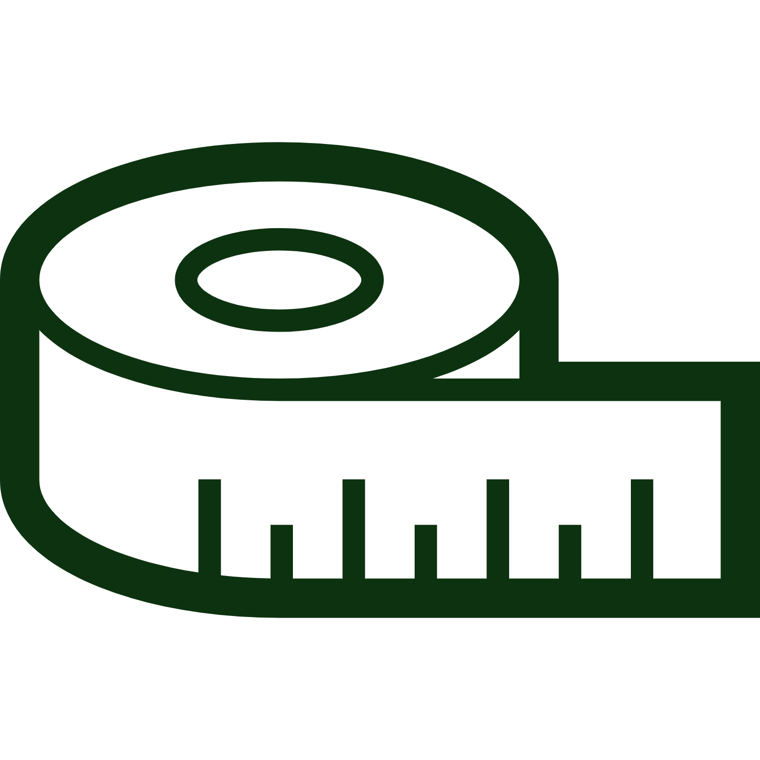 Symbol eines Maßbands in grüner Farbe