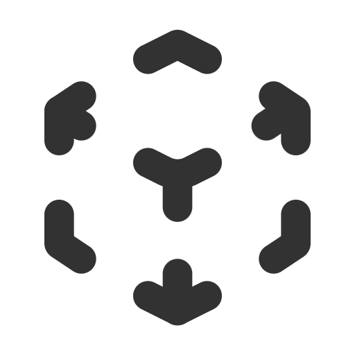 Ein geometrisches Symbol mit Pfeilen, die in verschiedene Richtungen zeigen.
