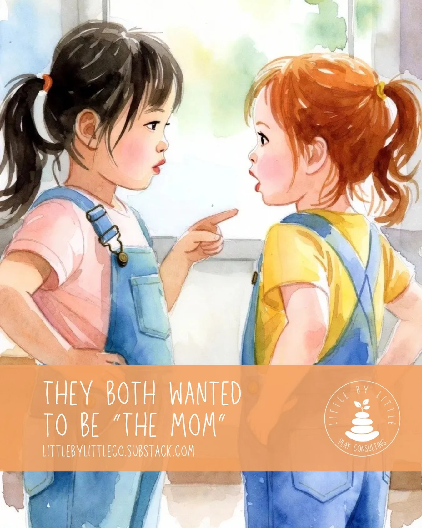 I hear it before I see it.

&ldquo;Do you wanna play house?&rdquo;
&ldquo;I&rsquo;ll be the sister.&rdquo;
&ldquo;I&rsquo;ll be the dad.&rdquo;
&ldquo;I&rsquo;ll be the dog.&rdquo;
&ldquo;Okay, I&rsquo;ll be the mom.&rdquo;

Then&mdash;

&ldquo;NOOOO